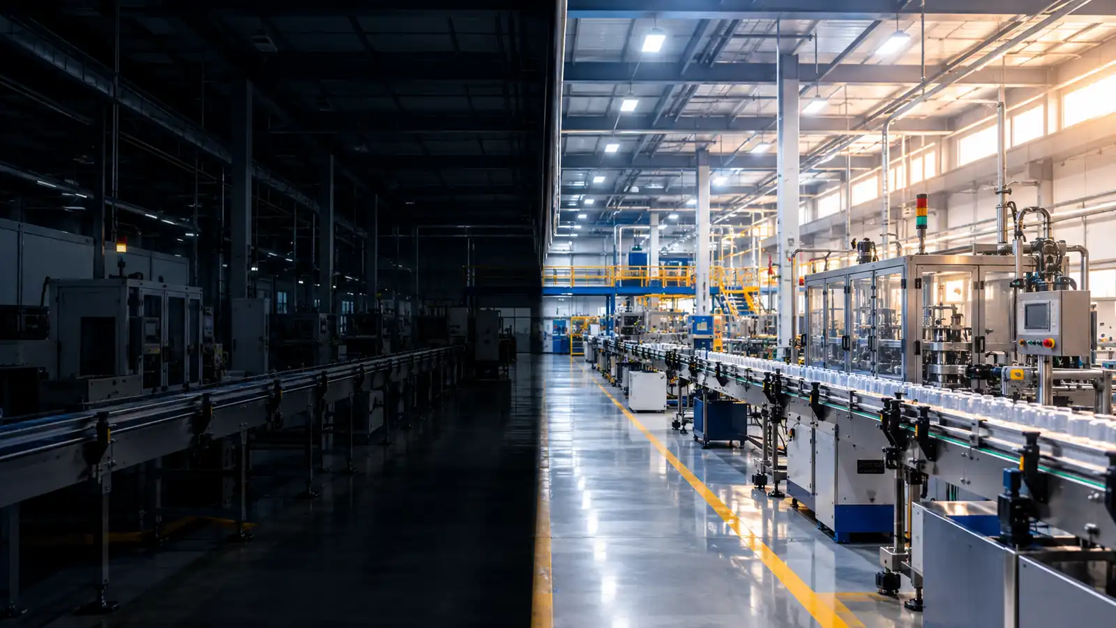 Planta industrial con parte de la línea de producción detenida por falta de energía